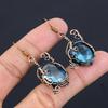 Blue Topaz Earrings, 999 Copper Wire Wrapped  Gemstone Jewelry, Handmade Earrings, For Thanksgiving