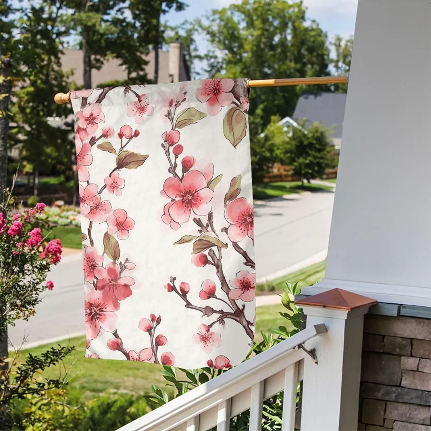 

Cherry Blossom Flag 12x18 in Double Sided Garden Flag Welcome Spring Summer Garden Flags Outdoor Flags Large Banner Sign Yard Flags for Home