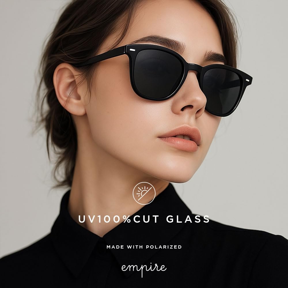 [EMPIRE] Sunglasses UV400 Ultralight Women's Men's Polarized Sunglasses for Driving, Cycling, Fishing, Baseball, Running, Black Lens Matte Black