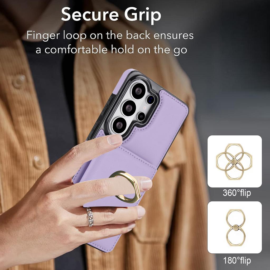 for Samsung Galaxy S23 S24 S25 S26 Ultra Plus A56 A36 A26 A16 A55 A35 A15 Leather Wallet Case Card Holder with Ring Kickstand