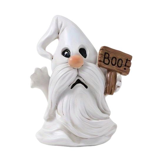 Halloween Resin Nisse Statue Liten Nisse Spøkelse Figur Halloween Tegneserie Stående Spøkelse Ornament for Hjemmekontordekor