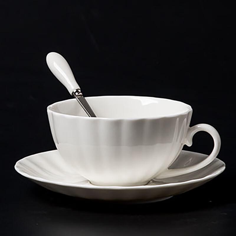 WA Deli Series Ceramic Coffee Cup and Saucer Simple Pack - Pure White, No Gold Trim