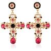 Nuovo Arrivo Orecchini Pendenti Croce Nero Rosa Cristallo Vintage per Donne Barocco Boemo Grandi Lunghi Orecchini Gioielli Brincos 2026