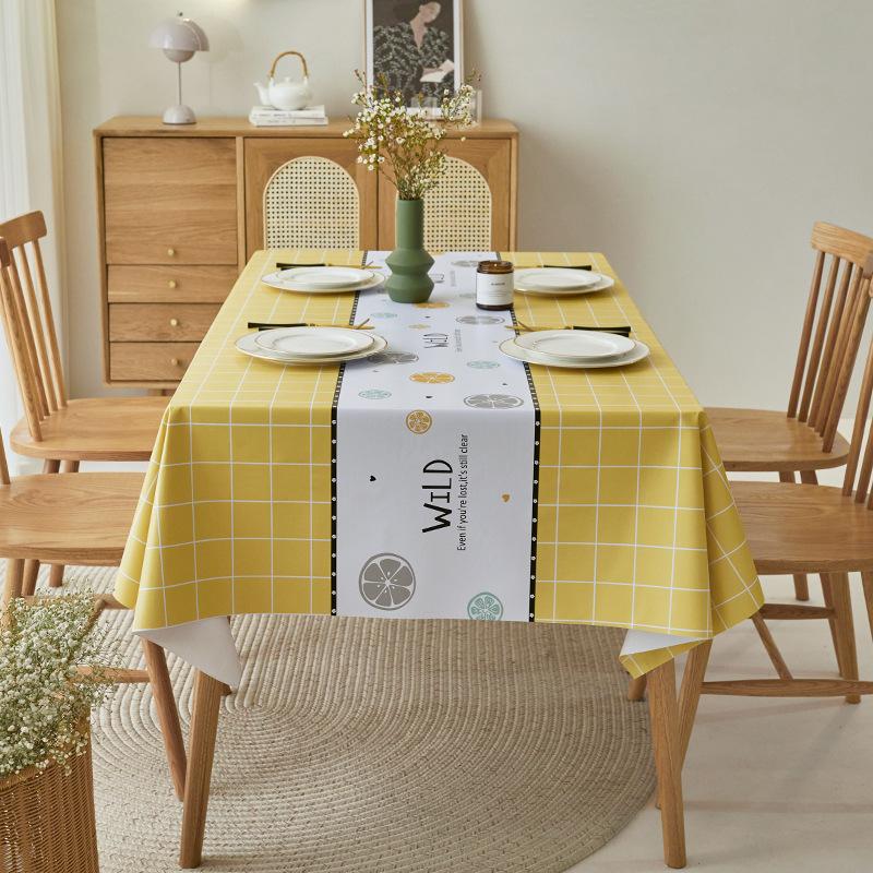 Pvc Tablecloth Waterproof And Oil-Proof Leave-In Light Luxury Student Rectangular Dining Table Tablecloth Coffee Table Cloth Table Mat