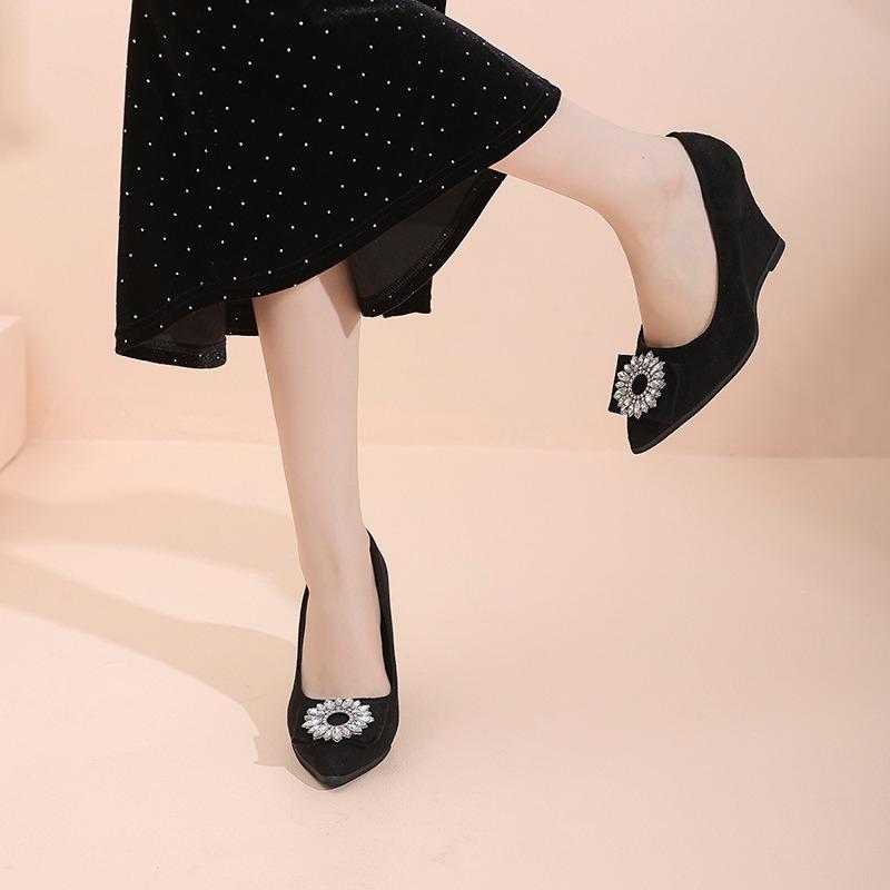 Moda Kryształowe Wysokie Obcasy Buty Damskie Koturny Luksusowe Eleganckie Płytkie Sandały Kobieta Trend 2025 Nowe Czółenka Party Sukienka Zapatos De Mujer