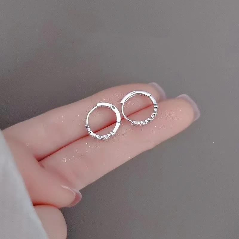 New Heart Hoop Earrings For Women Temperament Simple Inlaid for Women Wedding Silver Color Ear Shiny Zircon Jewelry Accessories
