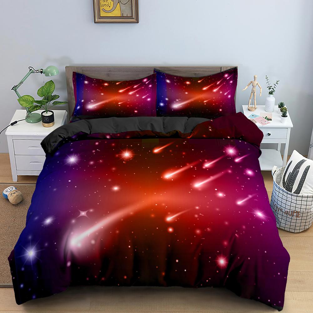 Starry Sky King Queen Duvet Cover Colorful Galaxy Bedding Set Outer Space 2/3pcs Quilt Cover Glitter Polyester Comforter Cover