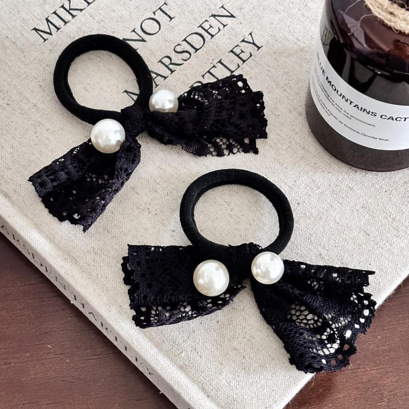 New Lace Hair Bow, High-end Imitation Pearl Headband, Noble Butterfly Knot Hair String, Hair Accessory