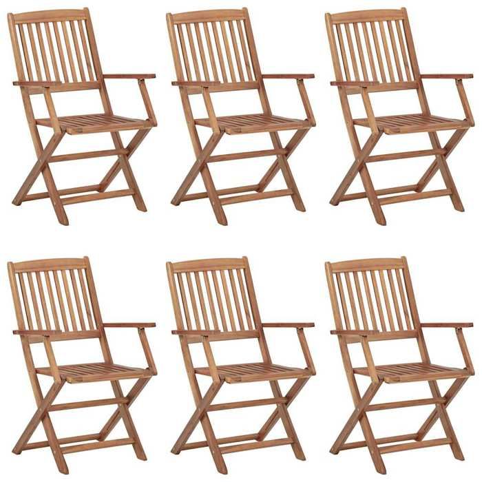 VidaXL Lot de 6 Chaises Pliables de Jardin avec Coussins, Sièges de Terrasse, Chaises de Salle à Manger, Meubles de Patio 3074942