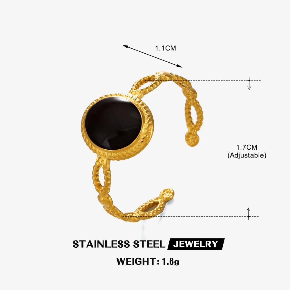 

Geometric Oval Enamel Open Ring Stainless Steel Gold Color Trendy Aadjustable Finger Ring Women Minimalist Zircon Wholesale Open