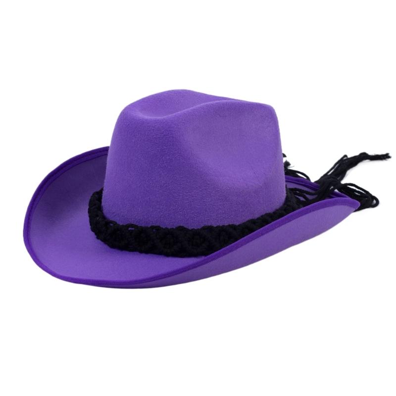 Western Cowboy Hats Wear Resistant Rolled Brims Felt Hat Eye Catching for Show