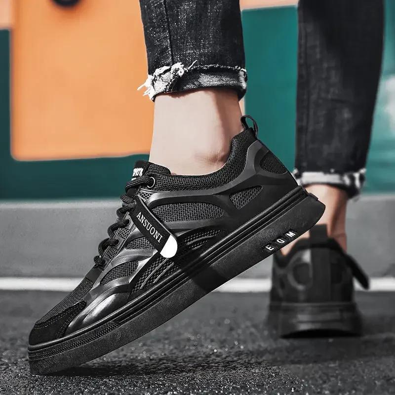 2024 Herren Laufschuhe Neu Mesh Atmungsaktiv Bequem Rutschfest Herren Sneaker Leicht Schnürschuh Herren Flachsohle Tennisschuhe