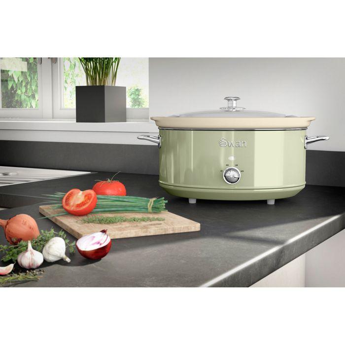 Retro-Schmortopf 6,5l abnehmbare antihaftbeschichtete Keramikpfanne, Vintage Schwan SF17031GNEU 320W grün