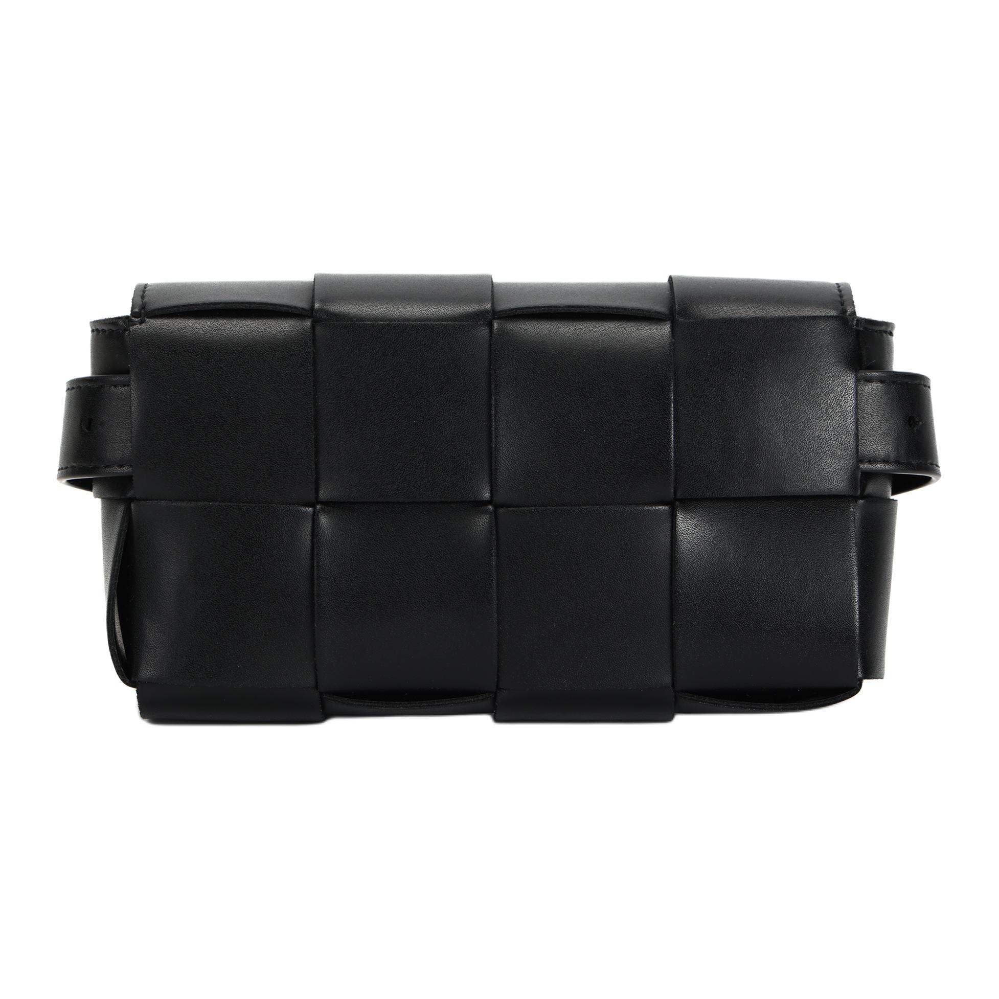

Bottega Veneta Intreccio Woven Pattern Magnetic Closure Leather Waist Bag Men Waist Bag Black 707326VBWD18803 Basic Set (Bag+Dust Bag)