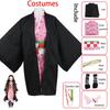 Ysir Anime Nezuko Cosplay Costume Kimono Devil Hunter Kamado Nezuko Costume Wig Womens Girls Kimono Uniform Clothes