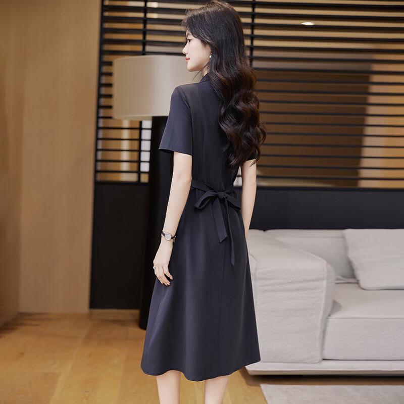 Elegant Women's Short-Sleeve A-Line Blazer Dress