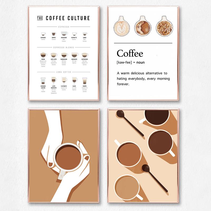 

Coffee Guide Poster Coffee Culture Wall Art Prints Cafe Shop Decoration , Coffee Menu Picture Canvas Painting Kitchen Wall Decor 21cm×30cm NoFrame