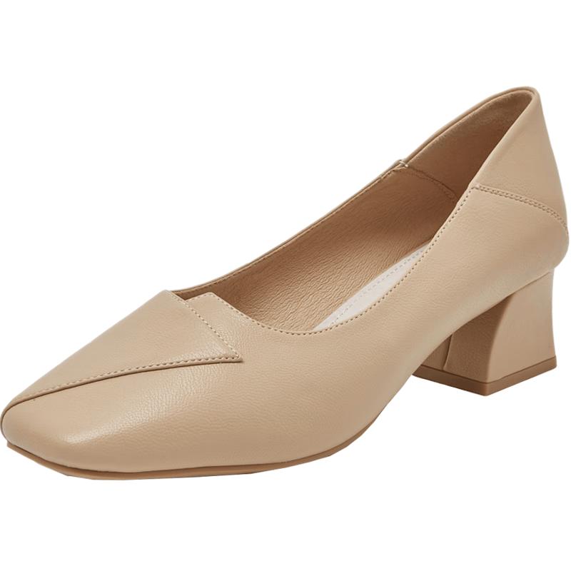 ZHR Women s Square Toe Chunky Heel Loafers Y393 36