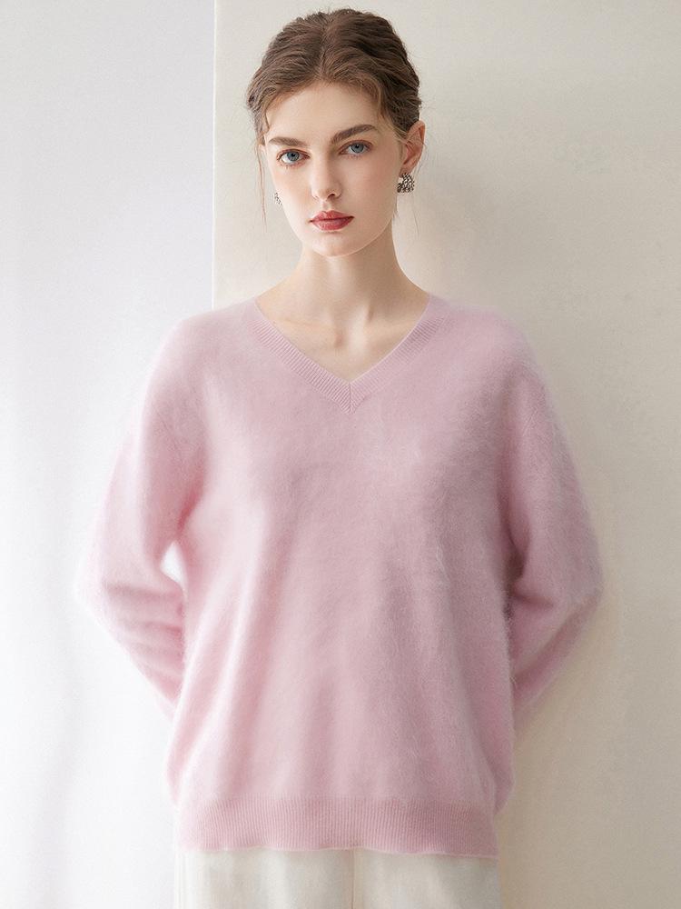 Kangsai Women's 2026 Pure Cashmere Sweater: Autumn/Winter, 12-Gauge Knit, Korean Style, Loose Fit Pullover.