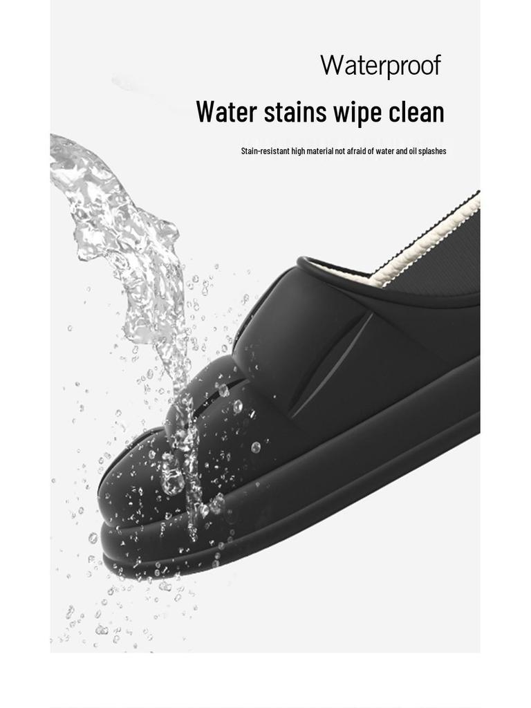 Men's and Women's Waterproof Cotton Slippers: 2024 Autumn/Winter Non-Slip Wrap-Heel, Plus Velvet for Indoor Warmth.