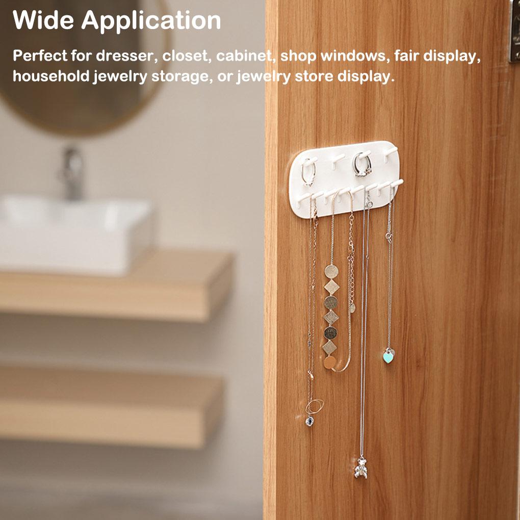 Hanging Jewelry Storage Rack Hooks Keys Mount Chains Wall Organizer Bedroom Kitchen Living Room Cabinet Bathroom Closet