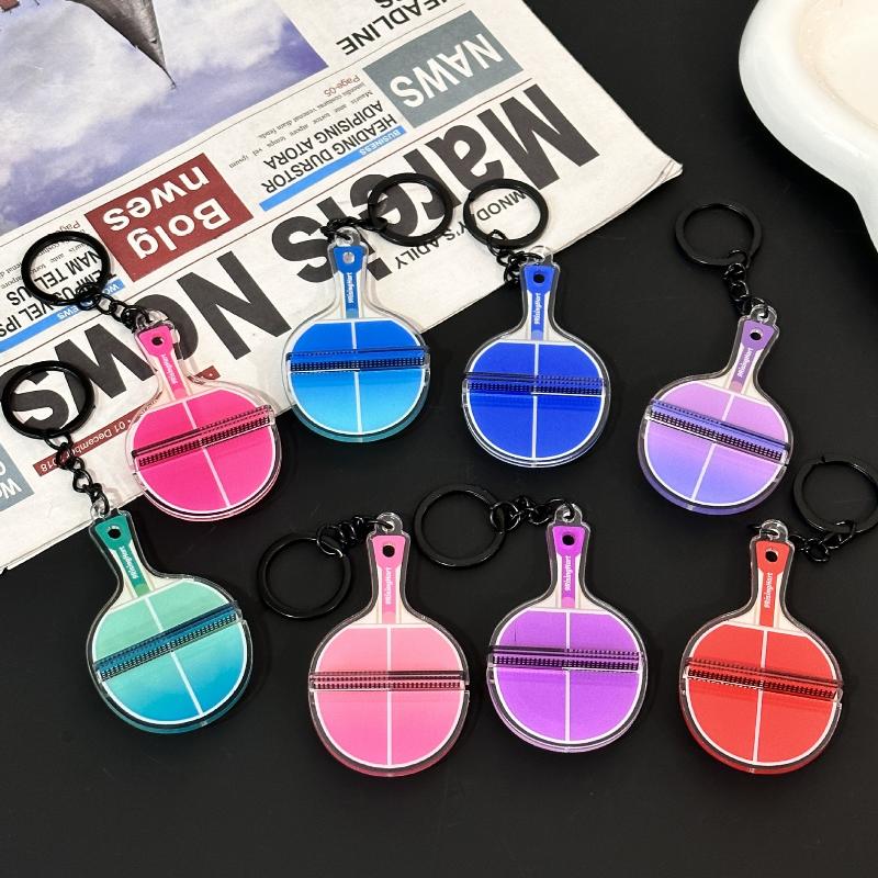 Acrylic Ping Pong Table Keychain Double Sided Mini 3D Sports Keyring Bag Pendant Car Key Chains Souvenir Gift