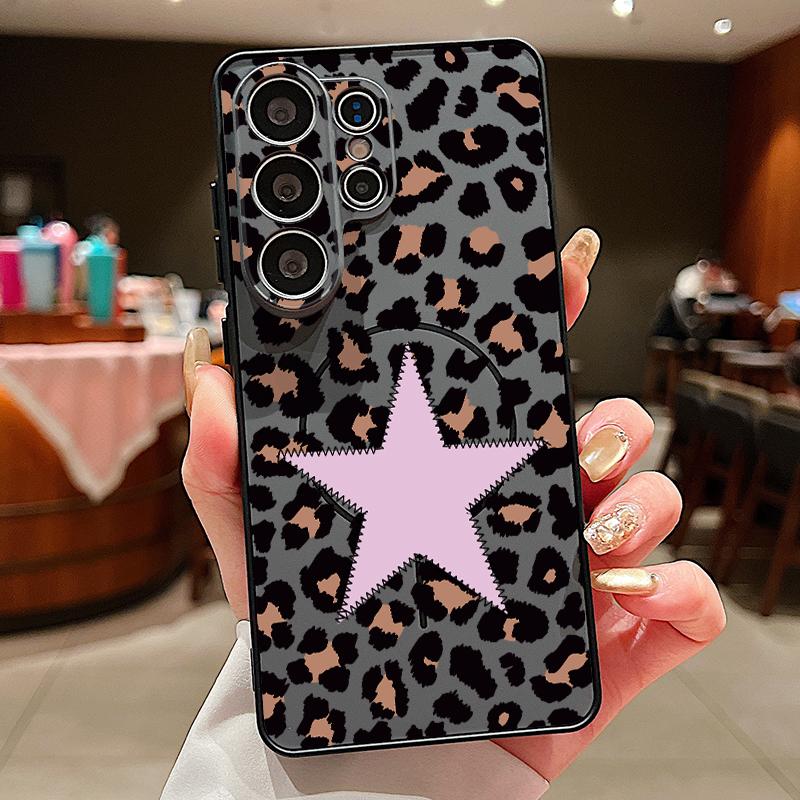 Creative Leopard Print Case For Samsung S26 Ultra S25 Edge S24 Plus S23 FE A15 A16 A17 A35 A36 A37 A54 A55 A56 A57 5G Hybrid TPU+PC Magnetic Cover