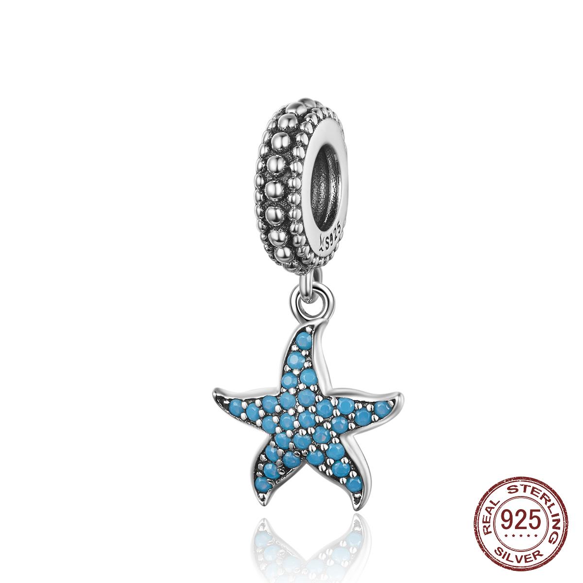

925 Стерлинг Серебряный Starfish подвеска Очарование море Существо океана прелести для браслета изобразительных ювелирных изделий решений