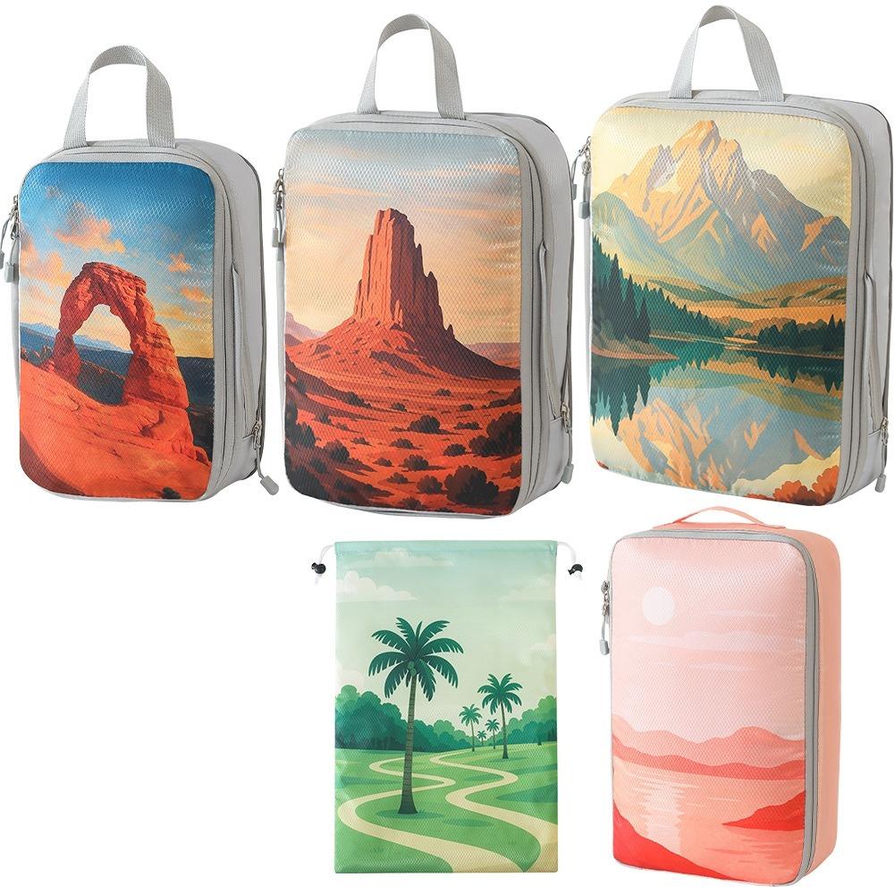 Foldable Travel Storage Bag Large Capacity Compression Packing Cube Printed Travel Organizer  Shoes