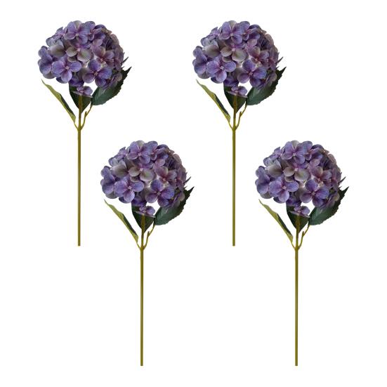 4 Stück künstliche Hortensienblüten groß lebensecht Kunstseide Hortensien mit Stiel Volle künstliche Blumenanordnung für Tischmittelstück Hochzeitsparty Zuhause