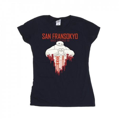 

Disney Womens/Ladies Big Hero 6 Baymax San Fransokyo Heart Cotton T-Shirt білий