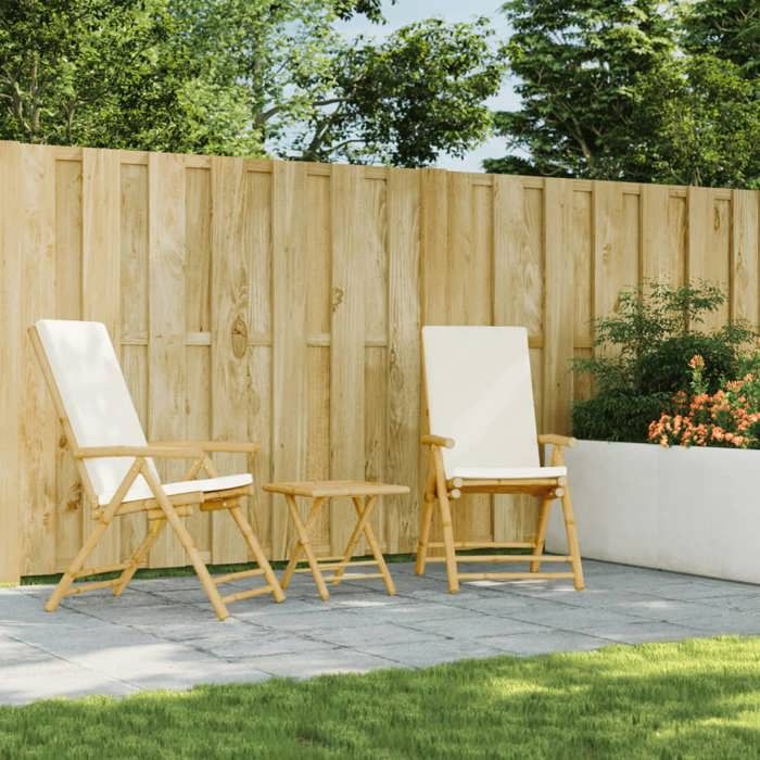 VidaXL Set of 2 Folding Reclining Garden Chairs with Cushions, Seats with Armrests, Armchairs with Backrest of 365875