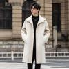 Men's Mid-Length Hooded Wool Blend Trench Coat
