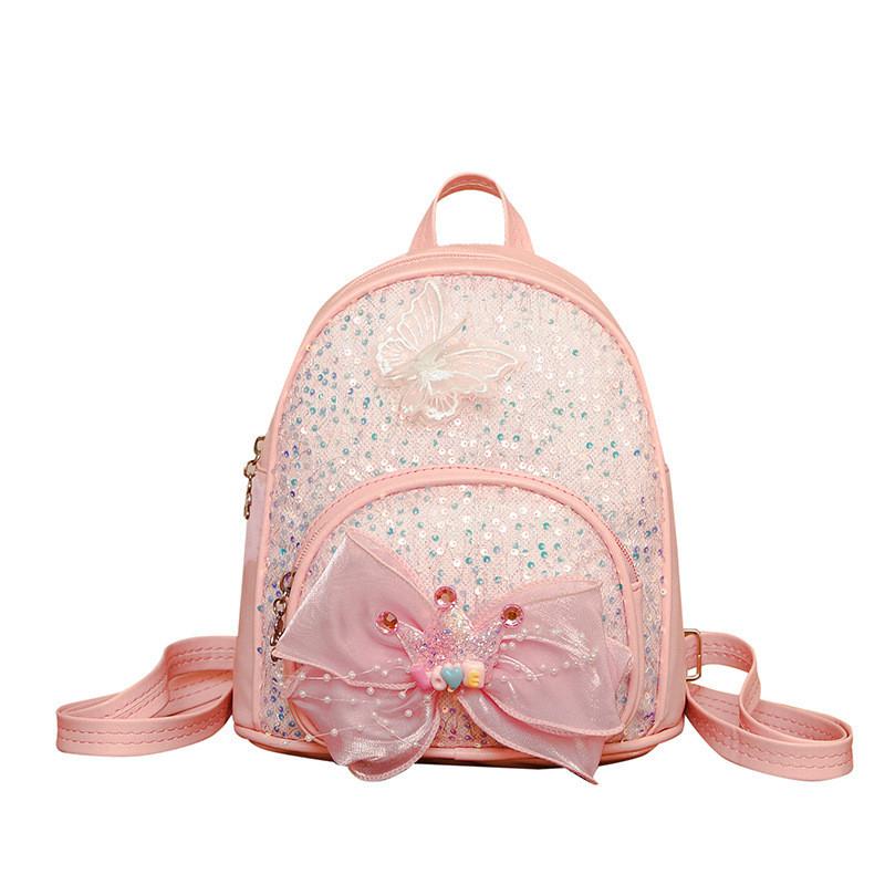 Prinzessinnen-Rucksack für Kinder mit Satin-Schmetterlingsschleife für die Schule und den Kindergarten