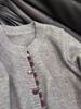Women's Loose Knit Plaid Patchwork Cardigan - Korean Style, Round Neck, Fake Two-Piece, Spring/Summer 2025