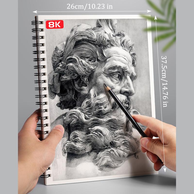 16k/A4/8k Sketchbook,Double Coil,Kraft Paper Cover Croquis Book,40 Sheets/Book,Thickened Base Plate,Art Drawing Book Supplies
