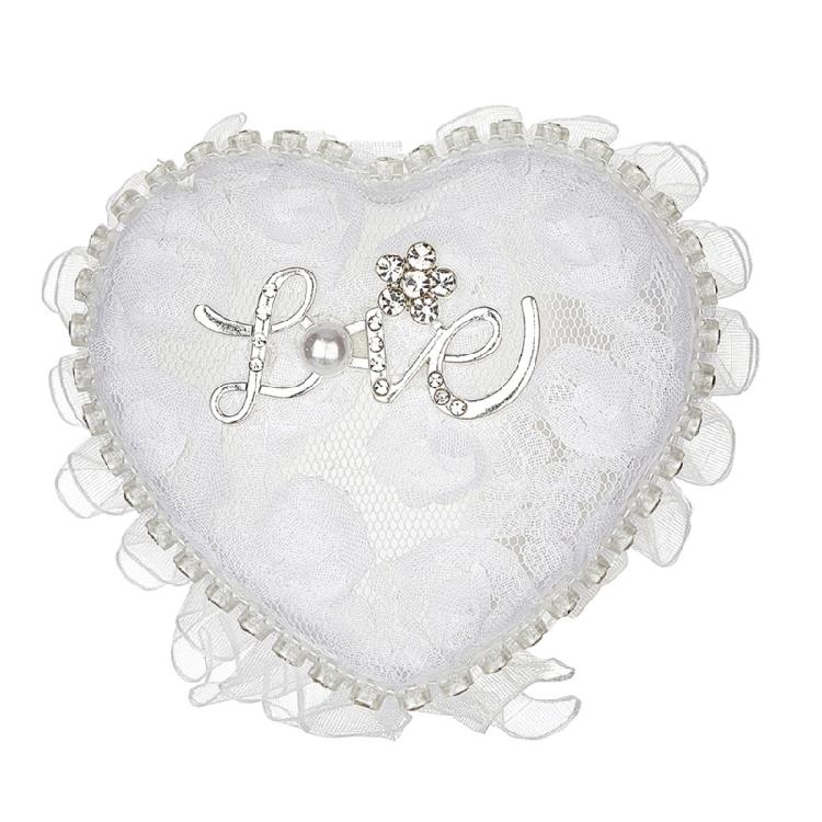 Romance Lace Wedding Rings Holder Heart Shape Fingerring Box For Bridal Party Formal Occasion Jewelry Gift Display