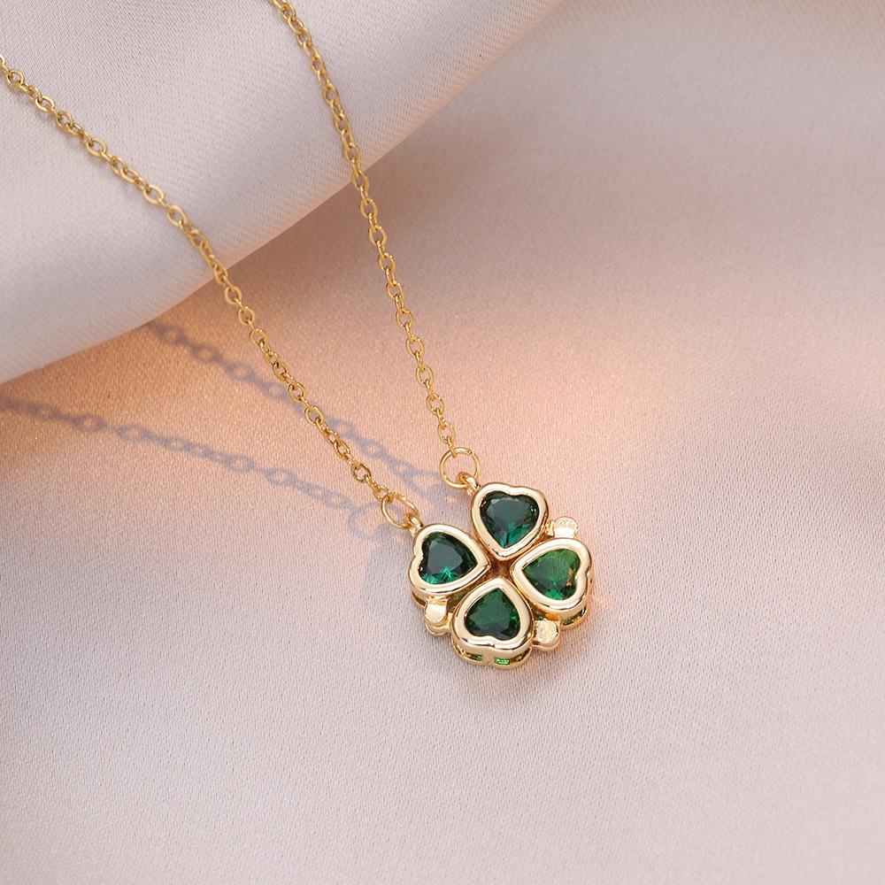 Heart-to-Heart Openable Four-Leaf Clover Necklace - High-End Light Luxury Clavicle Chain