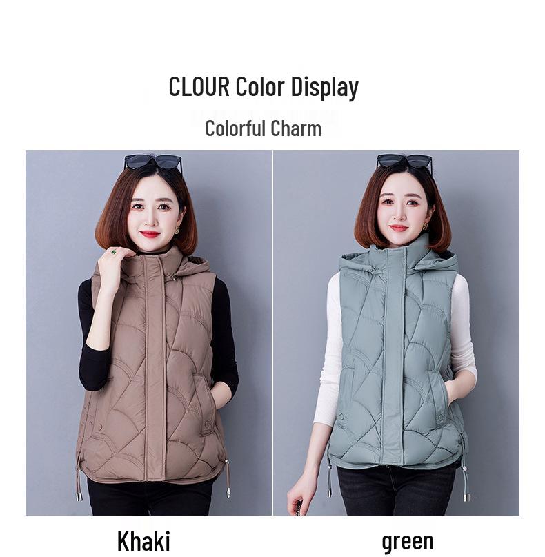 Women's Lightweight Warm Down Cotton Gilet - Autumn/Winter 2025 Style, Plus Size, Loose Fit for Middle-aged Mothers