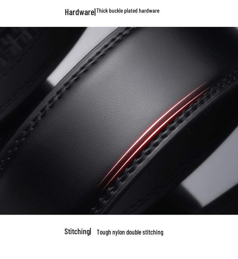 Men's Leather Belt - Casual Business Style with Smooth Alloy Automatic Buckle