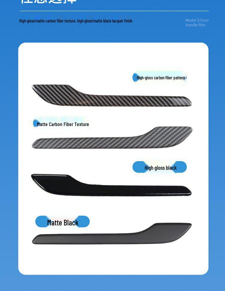 Carbon Fiber Door Handle Covers for Tesla Model Y & 3 - Black Mod Accessories