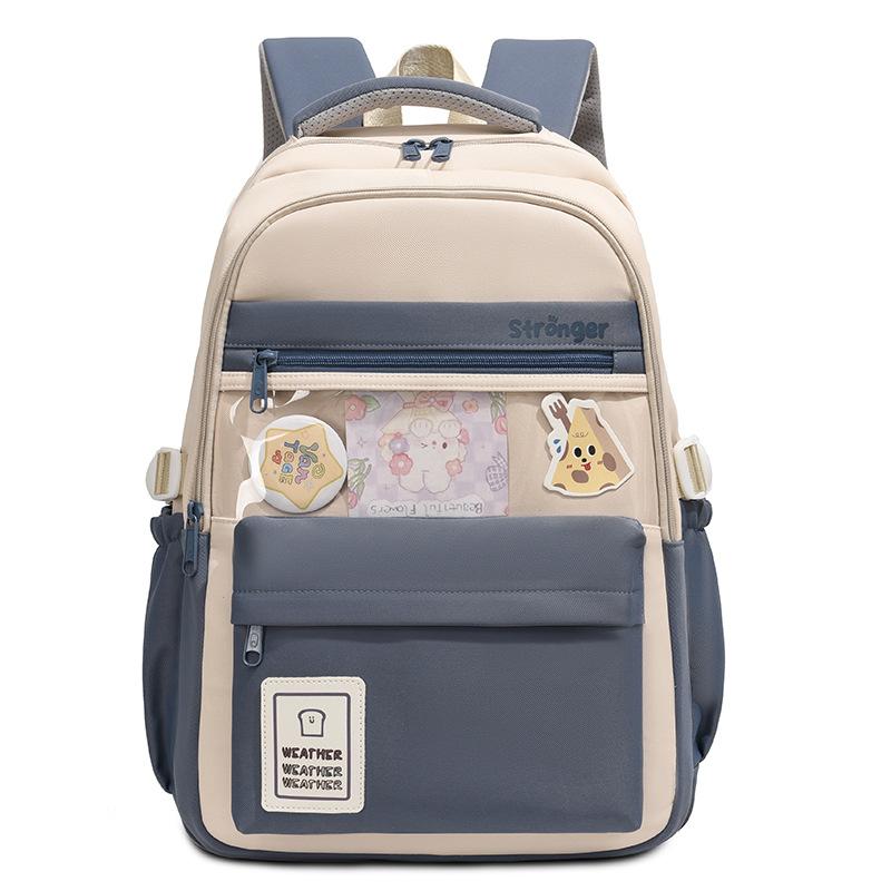 Ins Cute Backpack Large Capacity Campus Junior High School High School Students Contrasting Colors High Value Schoolbag Primary School Schoolbag