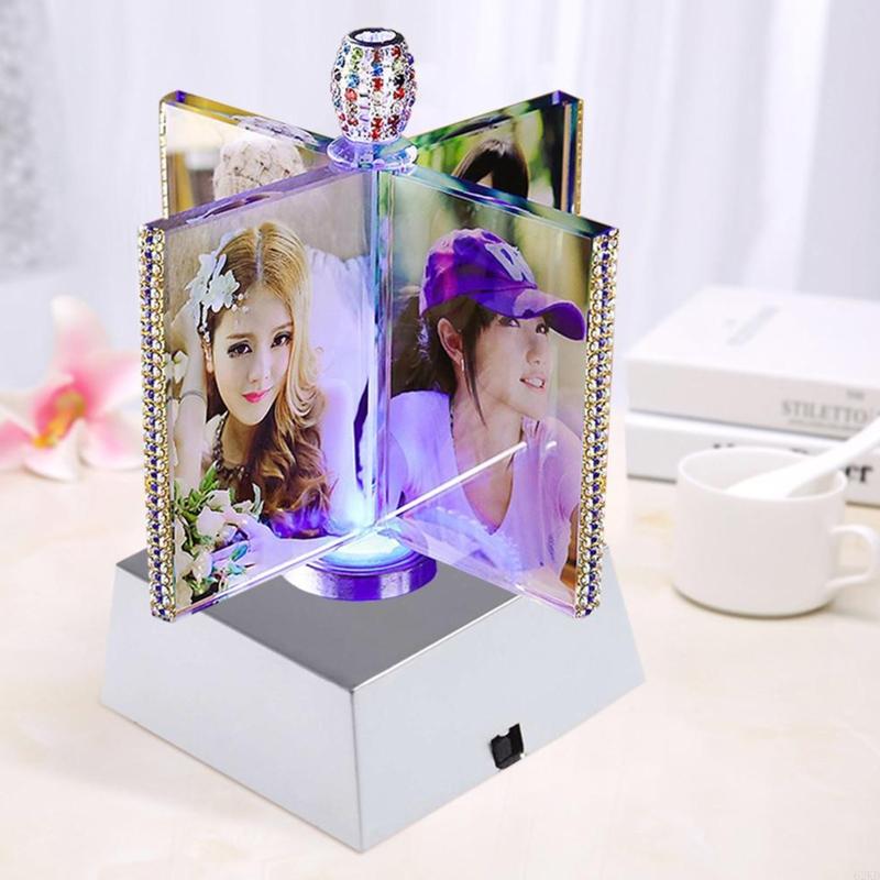 62KD Colorful Changing Plastic Led Light Bottom Base Display Rack Holder Stand for Home Bedroom Crystal Stone Tower Photo