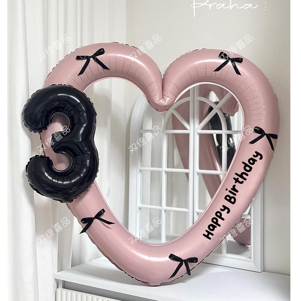 Pink Heart Cutout Balloon Photo Frame for First Birthday & Milestone Celebrations
