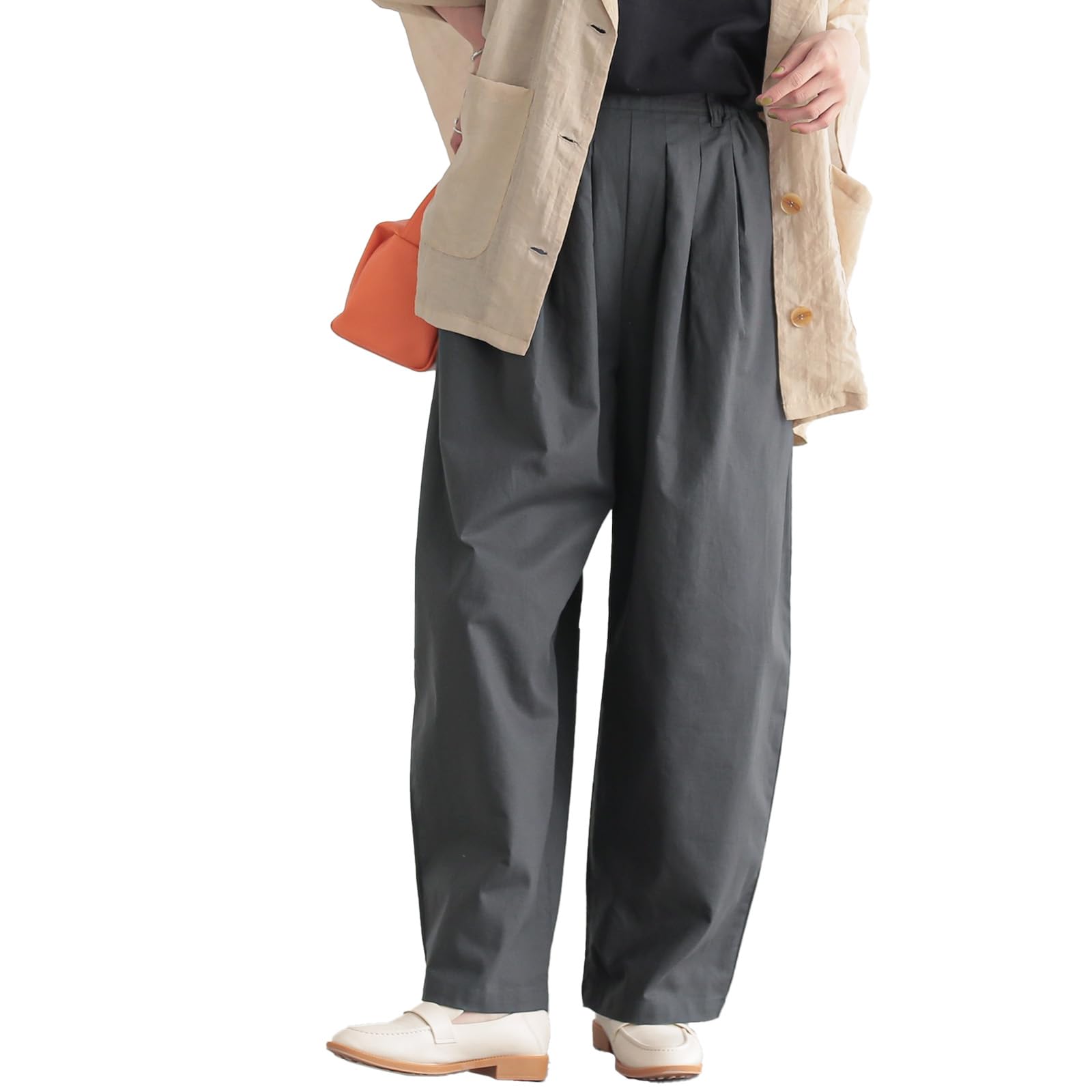 

Oshare Walker Blend Cooling Barrel Leg Elastic Loose Plus Long 12bn0ms n OrLABEL [Cotton-Linen Pants] Women s Spring/Summer Bottoms, Moisture-Wicking,