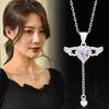 Stylish Romantic Heart Necklace With Angel Wings And Diamond Inlay For Women
