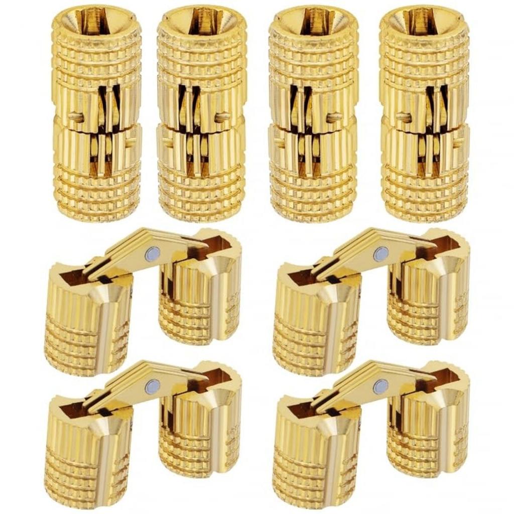 ABBP-40Pcs 10 Mm Brass Barrel Hinges,180 Degree Opening Angle Concealed Furniture Hinges