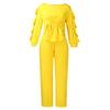 Zweiteiliges Set aus modischem, schmal geschnittenem Oberteil mit Kordelzug und lässiger Hose für Damen