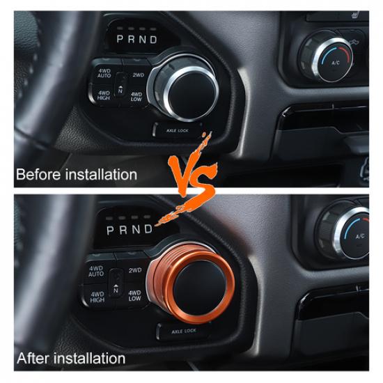 Interior Gear Shift Knob Cover Trim Decor Ring for Dodge Ram 1500 2018-20 Orange