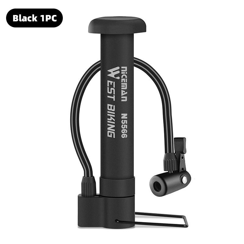 WEST BIKING Mini 80PSI Bike Pump Lightweight Portable Hand Pump Ball E-Bike Bicycle Emergency Pump MTB Road Bike Accessories 1pc Black